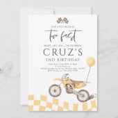 Twee Fast Yellow Dirt Bike Boy 2e Verjaardagsfeest Kaart (Voorkant)