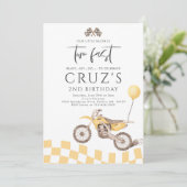Twee Fast Yellow Dirt Bike Boy 2e Verjaardagsfeest Kaart (Staand voorkant)
