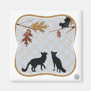 Twee fectching Foxes Magneet