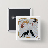 Twee fectching Foxes Vierkante Button 5,1 Cm (Voorkant /achterkant)