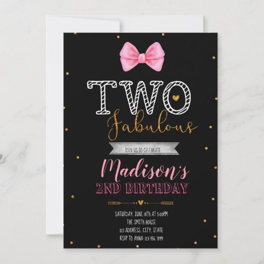 Twee feestelijke uitnodiging kleine miss (Voorkant)