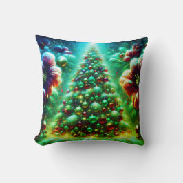 Twee felgekleurde kerstbomen in een moderne settin kussen
