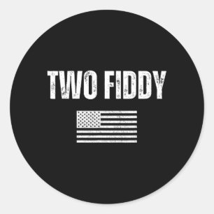 Twee Fiddy Amerikaanse Vlag Humor Patriottisch Mem Ronde Sticker