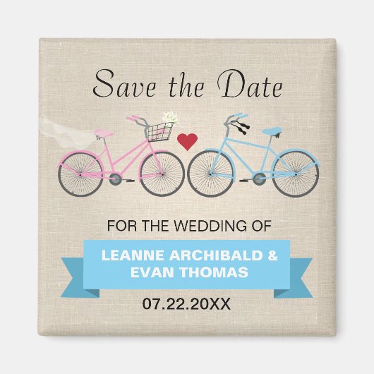 Twee Fietsen Bruiloft Save the Date Magneet (Voorkant)