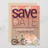 Twee fietsen Cute Love Bewaar de datum Save The Date (Voorkant / Achterkant)