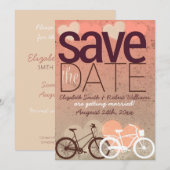 Twee fietsen Schattig liefde Bewaar de datum Save The Date (Voorkant / Achterkant)