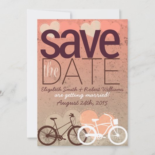 Twee Fietsen Schattigee Liefde Save the Date (Voorkant)