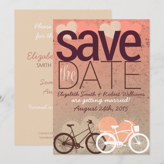 Twee Fietsen Schattigee Liefde Save the Date (Voorkant / Achterkant)