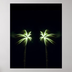 Twee Fireworks Palm Trees Poster