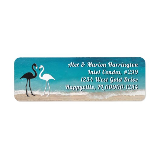 Twee Flamingo Oceaan Adreslabels Etiket (Voorkant)