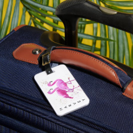 Twee Flamingo's aangepaste naam Bagagelabel