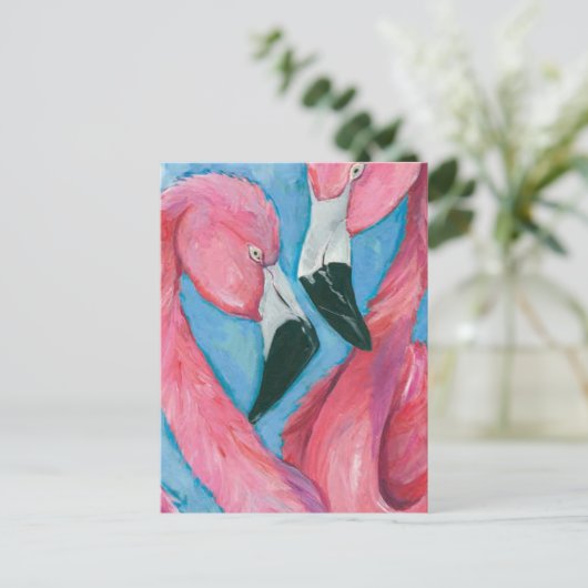 Twee Flamingos Briefkaart (Staand voorkant)