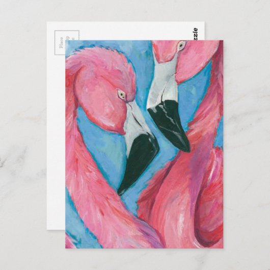 Twee Flamingos Briefkaart (Voorkant / Achterkant)