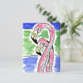 Twee Flamingos Briefkaart (Staand voorkant)