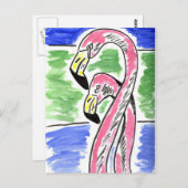 Twee Flamingos Briefkaart (Voorkant / Achterkant)