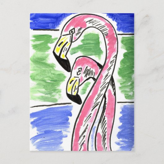 Twee Flamingos Briefkaart (Voorkant)