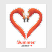 Twee flamingos en hartvorm met bewerkbare tekst sticker (Vel)