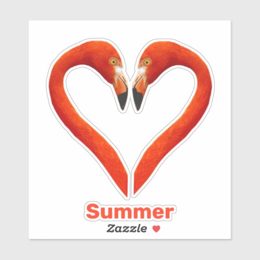 Twee flamingos en hartvorm met bewerkbare tekst sticker (Vel)