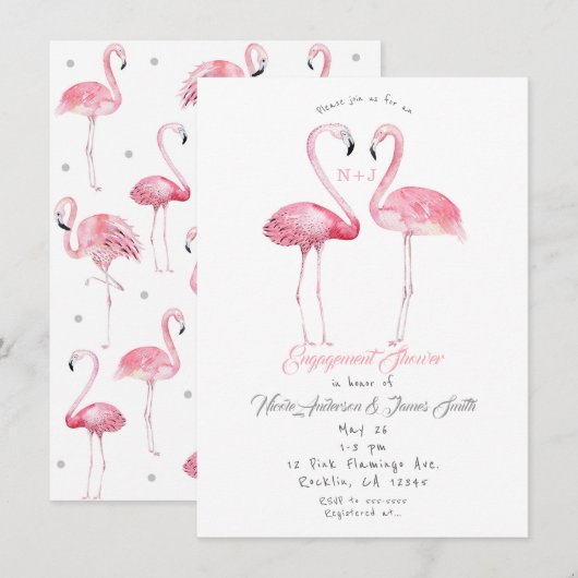 Twee Flamingo's Flamingo Bruiloftsshower Zomer Kaart (Voorkant / Achterkant)