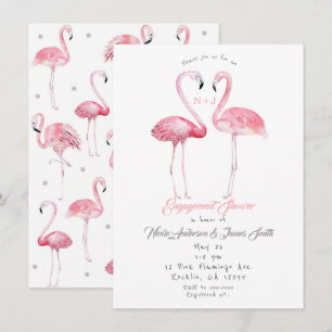 Twee Flamingo's Flamingo Verlovingsfeestje Zomer Kaart