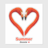 Twee flamingo's & hartvorm met bewerkbare tekst sticker (Vel)