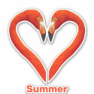 Twee flamingo's & hartvorm met bewerkbare tekst  sticker