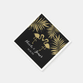 Twee flamingo's houden van zwart en goud elegante  servetten (Hoek)
