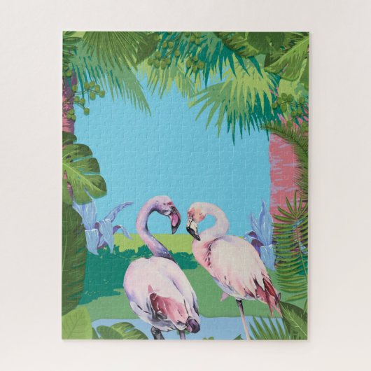 Twee Flamingos in een Tropische Plaatsing Geperson Legpuzzel (Verticaal)