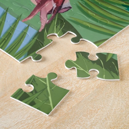 Twee Flamingos in een Tropische Plaatsing Geperson Legpuzzel (Zijkant)