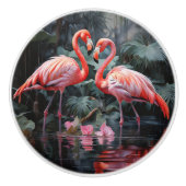 Twee Flamingos Keramische Knop (Voorkant)