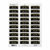 Twee Flamingo's Liefde Zwart & Goud Bruiloft Label (Full Sheet)