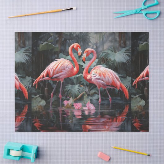 Twee flamingo's ontkoppelen weefselpapier tissuepapier (Craft)