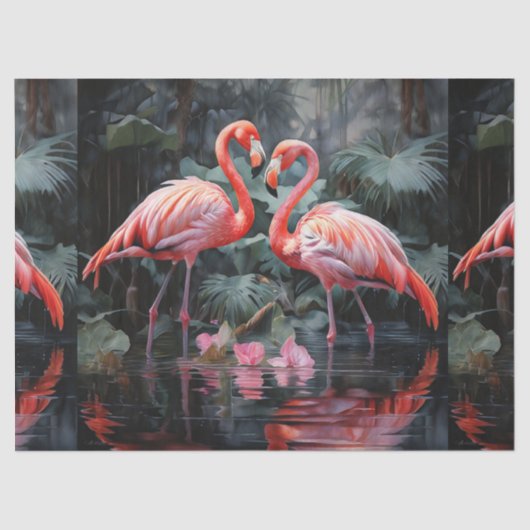 Twee flamingo's ontkoppelen weefselpapier tissuepapier (Voorkant)
