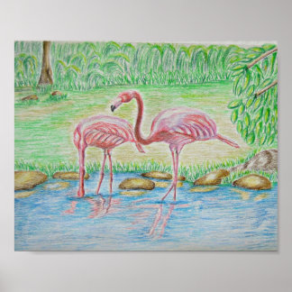 twee Flamingos Poster