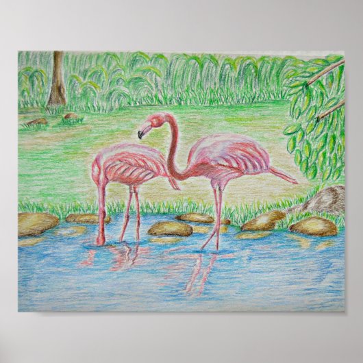 twee Flamingos Poster (Voorkant)