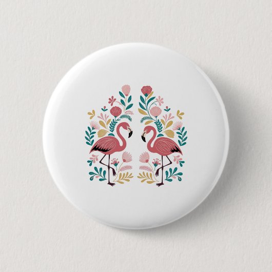 Twee Flamingo's Sticker  Ronde Button 5,7 Cm (Voorkant)
