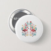 Twee Flamingo's Sticker  Ronde Button 5,7 Cm (Voorkant /achterkant)