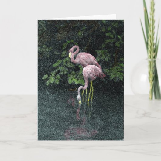 Twee flamingo's Wenskaart Kaart (Voorkant)