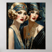 Twee flappers met off schouderjurken poster (Voorkant)