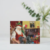 Twee Flat Coated Retrievers van Sinterklaas Feestdagenkaart (Staand voorkant)