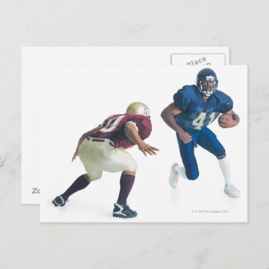 twee football spelers uit tegengestelde teams zijn briefkaart (Voorkant / Achterkant)