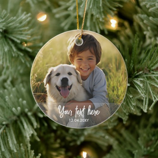 Twee foto aangepaste tekst kerstboom keramisch ornament (Boom)