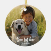 Twee foto aangepaste tekst kerstboom keramisch ornament (Voorkant)