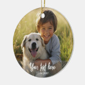 Twee foto aangepaste tekst kerstboom keramisch ornament (Links)