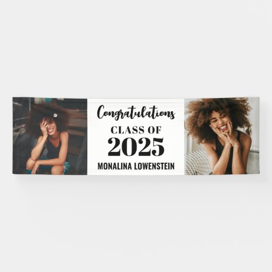 Twee foto-Afstuderen lessen van 2025 Gefeliciteerd Spandoek (Horizontaal)
