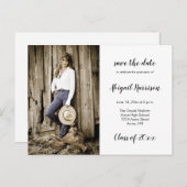 Twee foto-Afstuderen slaan de datum op Aankondigingskaart (Voorkant / Achterkant)