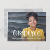 Twee foto | Afstuderen voor witte typografie Aankondigingskaart (Voorkant / Achterkant)