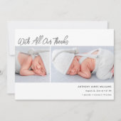 Twee foto-Baby geboortestatistieken Dank u Aankondiging (Voorkant)