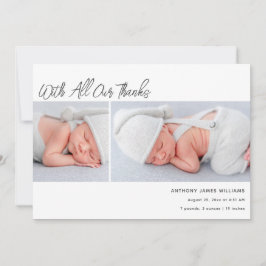 Twee foto-Baby geboortestatistieken Dank u Aankondiging