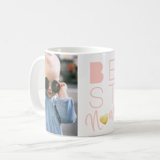 Twee foto Best Nana Pink White Mok (Voorkant links)